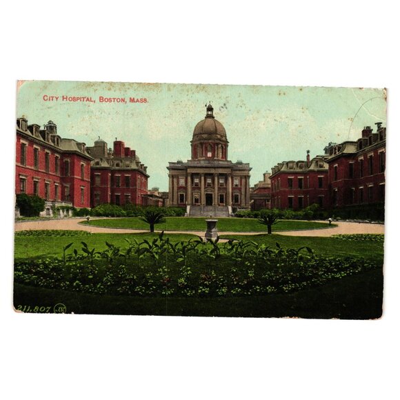 City Hospital Boston Massachusetts Vintage Postcard Valentine Sons Publishing Co - Picture 1 of 2